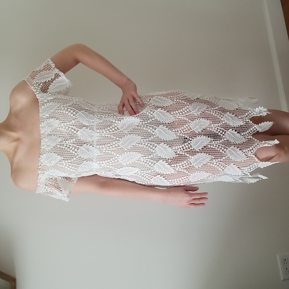 Shareen Collections - White Lace Midi Dress